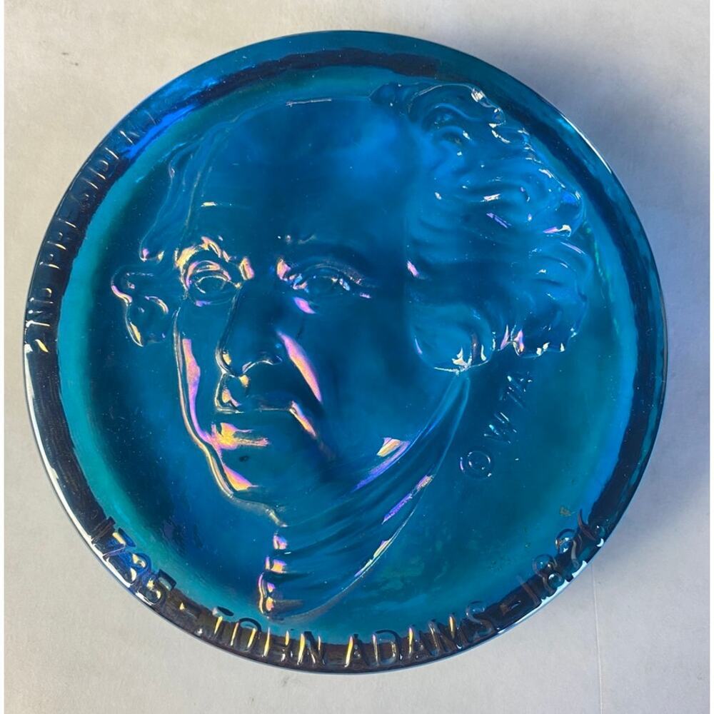 Vintage 1974 John Adams Carnival Glass Paper Weight Sculpture Hamilton - 4.5"